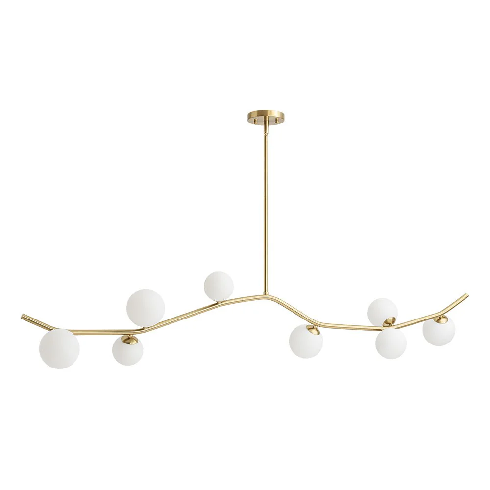 Funky Curved White Glass Bubble Linear Island Chandelier - Image 4