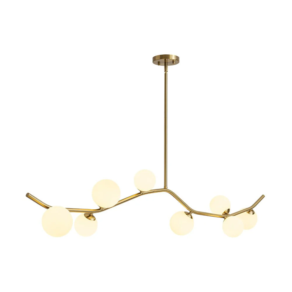 Funky Curved White Glass Bubble Linear Island Chandelier - Image 5