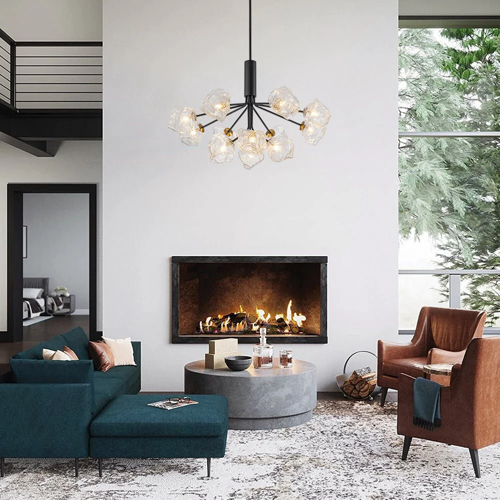 Funky Eclectic Frozen Icy Style Black Sputnik Chandelier - Image 2