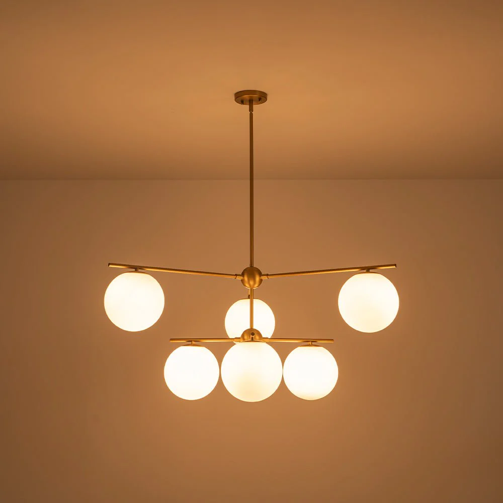Funky Linear Sputnik Opal Glass Globe Tier Bubble Chandelier - Image 13