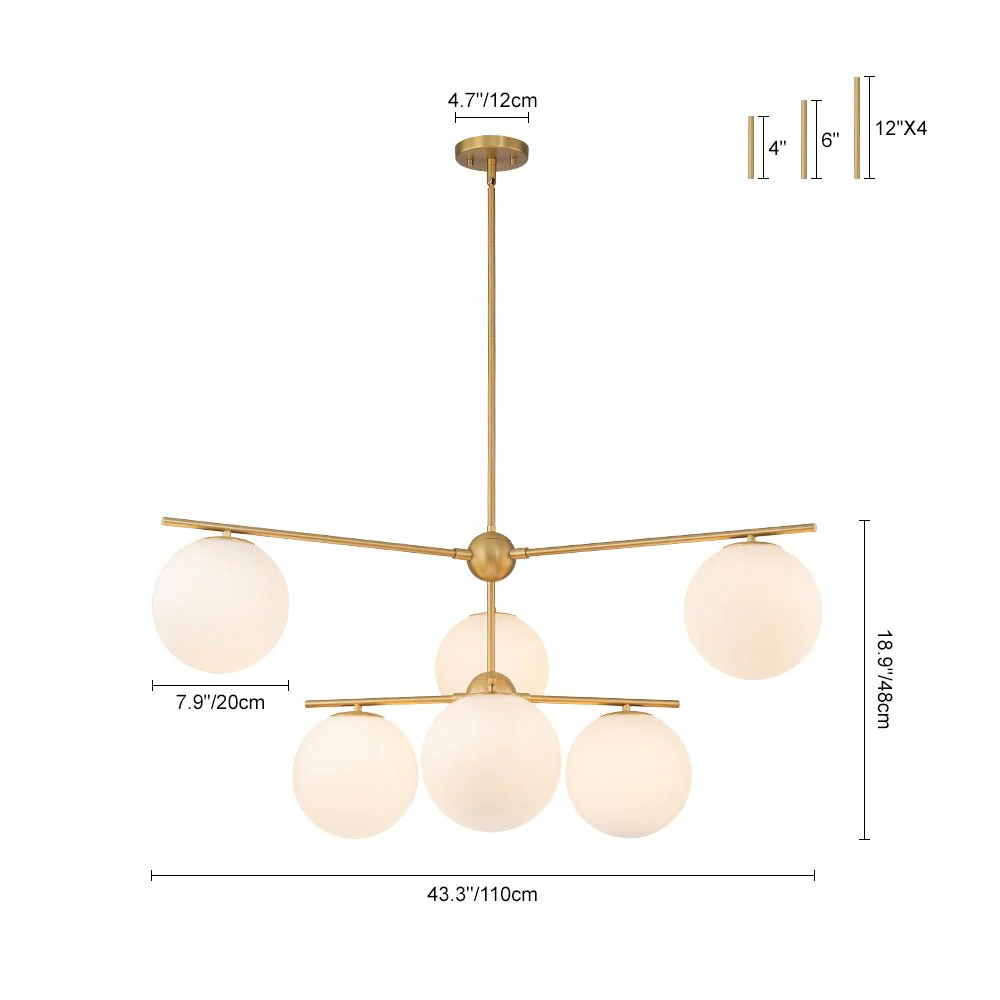 Funky Linear Sputnik Opal Glass Globe Tier Bubble Chandelier - Image 7