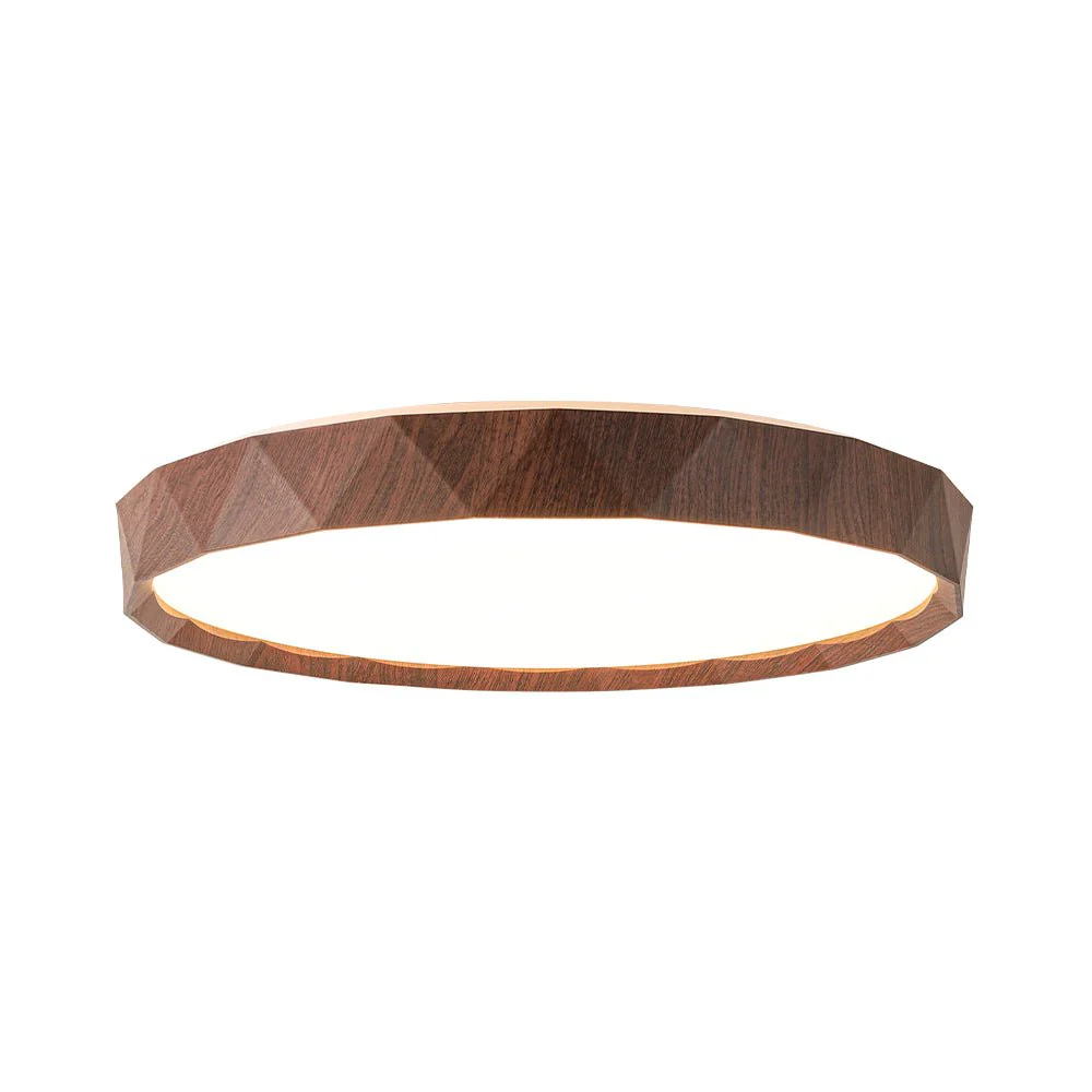 Geometric Wood Style Dimmable LED Flush Mount Light - Image 10