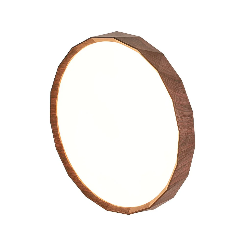 Geometric Wood Style Dimmable LED Flush Mount Light - Image 12
