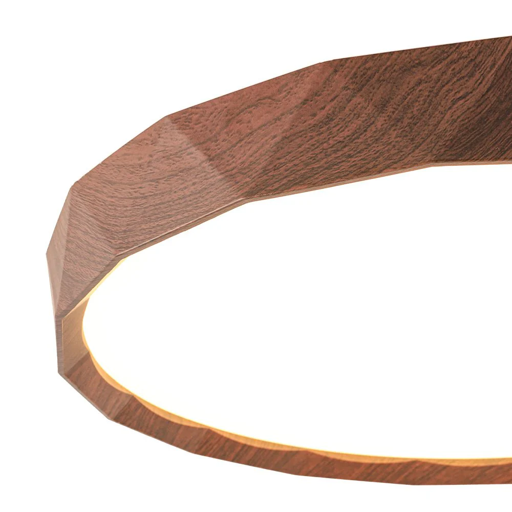 Geometric Wood Style Dimmable LED Flush Mount Light - Image 13