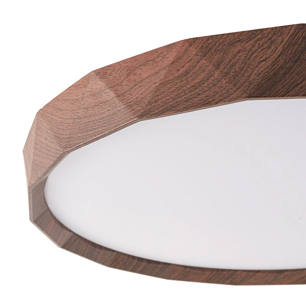 Geometric Wood Style Dimmable LED Flush Mount Light - Image 14