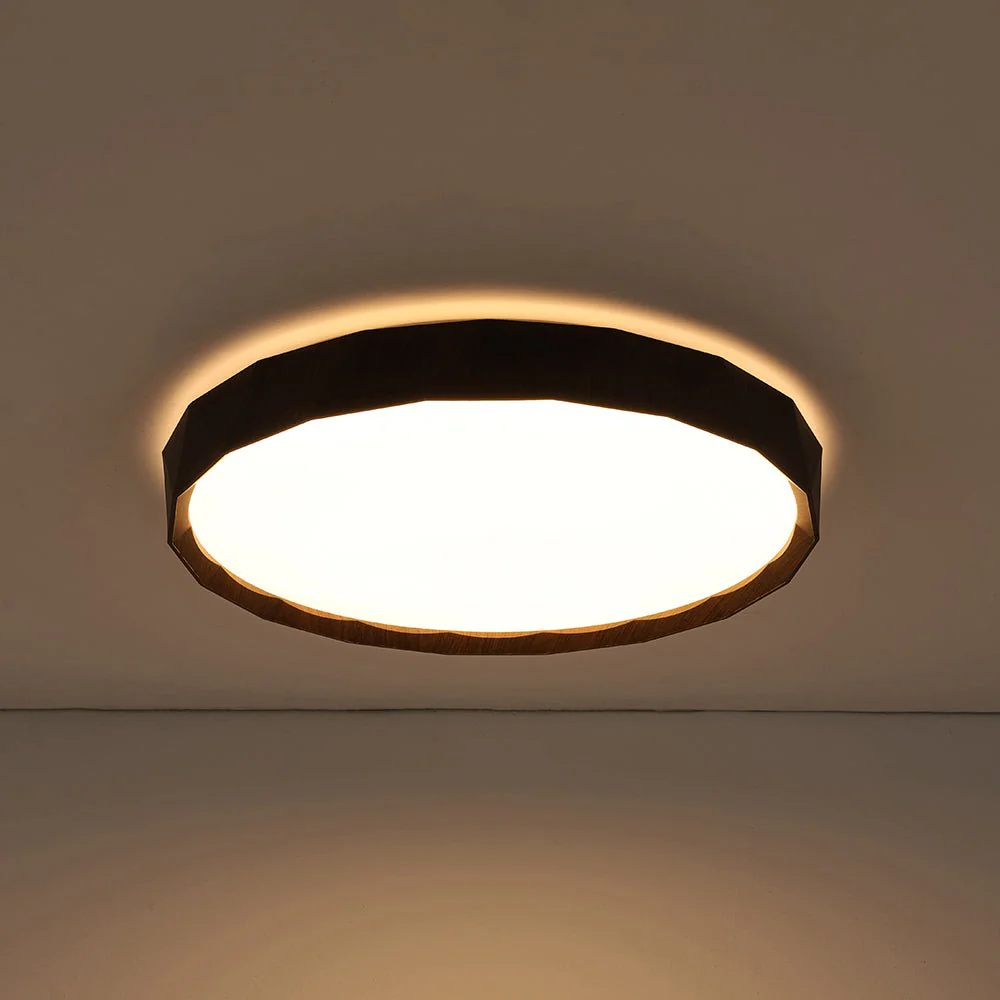 Geometric Wood Style Dimmable LED Flush Mount Light - Image 15