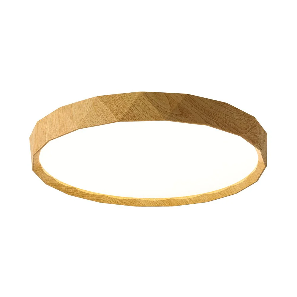 Geometric Wood Style Dimmable LED Flush Mount Light - Image 18
