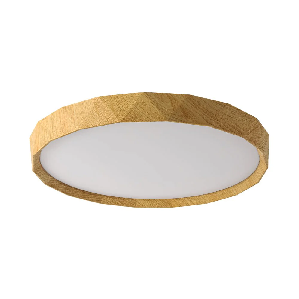 Geometric Wood Style Dimmable LED Flush Mount Light - Image 19
