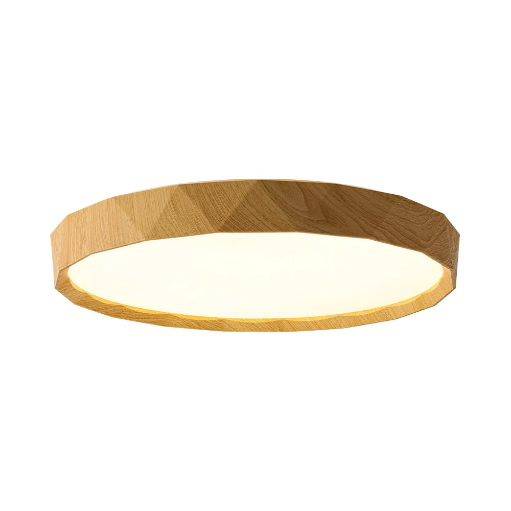 Geometric Wood Style Dimmable LED Flush Mount Light - Image 20