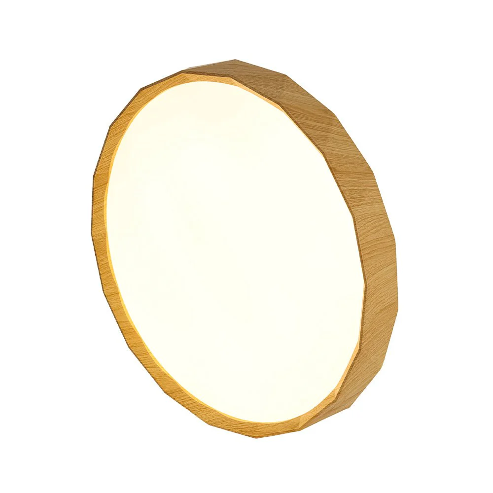 Geometric Wood Style Dimmable LED Flush Mount Light - Image 21