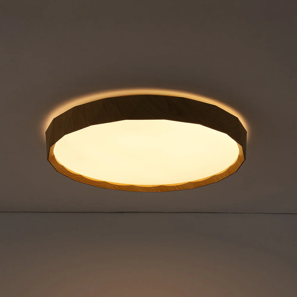 Geometric Wood Style Dimmable LED Flush Mount Light - Image 23