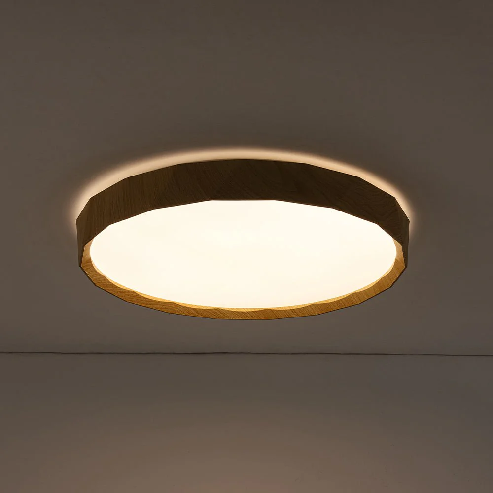 Geometric Wood Style Dimmable LED Flush Mount Light - Image 24