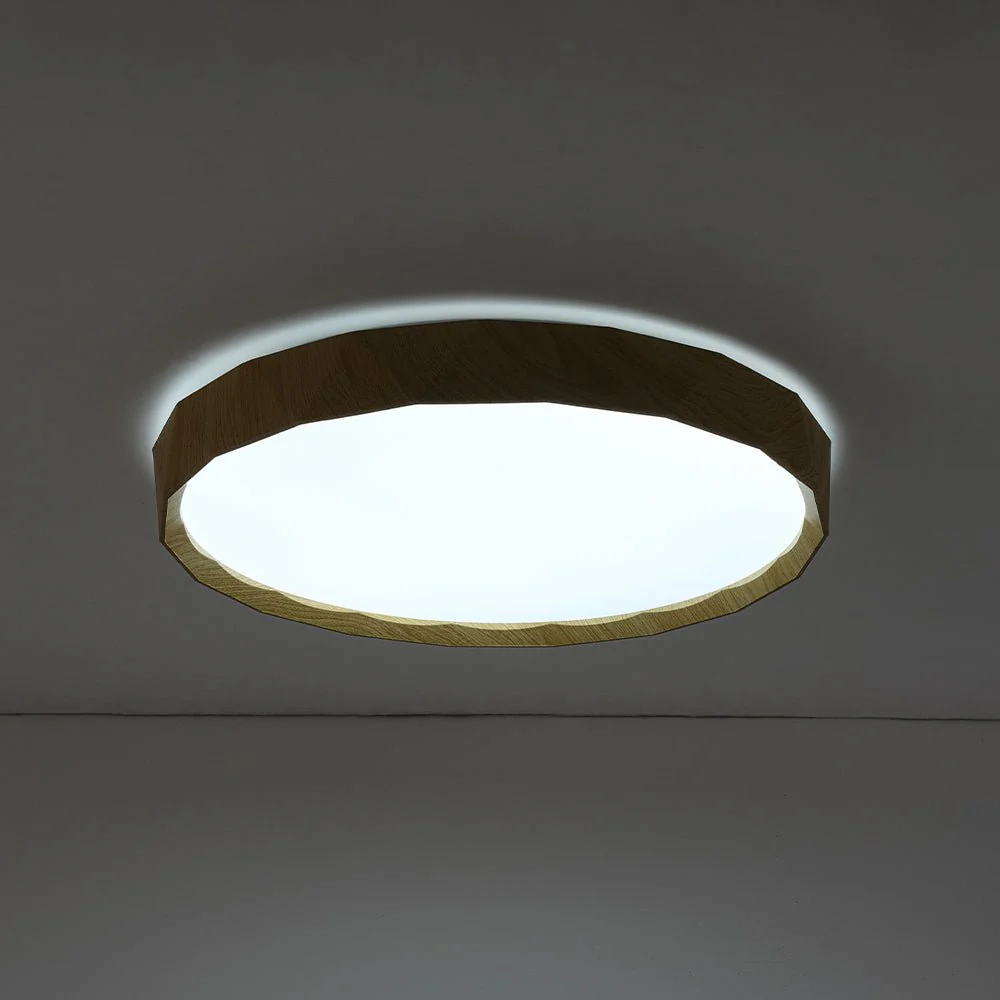 Geometric Wood Style Dimmable LED Flush Mount Light - Image 25
