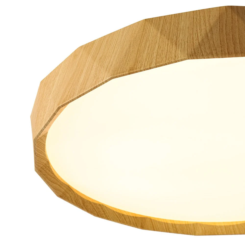 Geometric Wood Style Dimmable LED Flush Mount Light - Image 26