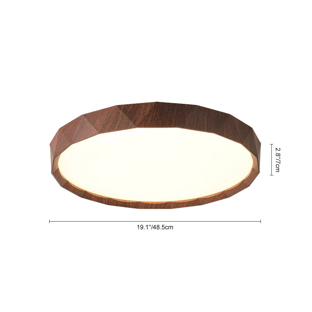 Geometric Wood Style Dimmable LED Flush Mount Light - Image 5