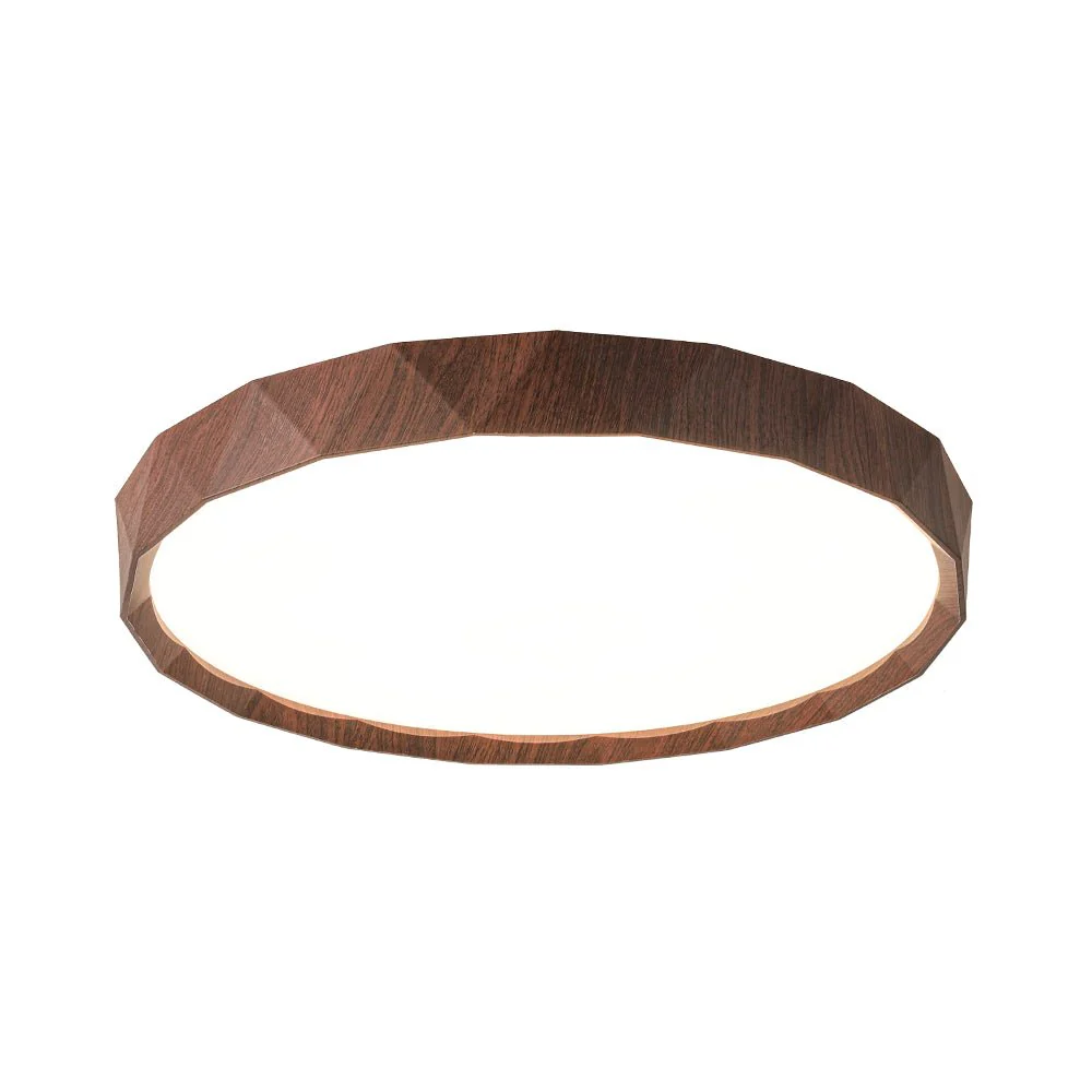 Geometric Wood Style Dimmable LED Flush Mount Light - Image 6