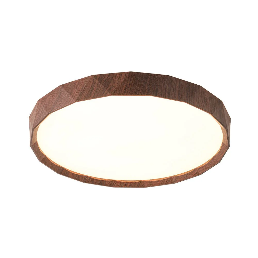 Geometric Wood Style Dimmable LED Flush Mount Light - Image 9