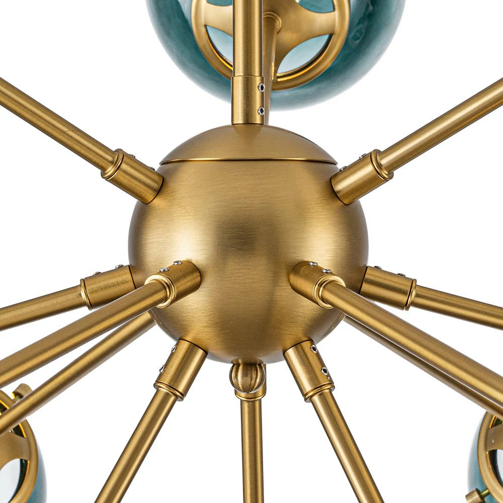 Glam 12-light Blue Glass Globe Sputnik Bubble Chandelier - Image 11