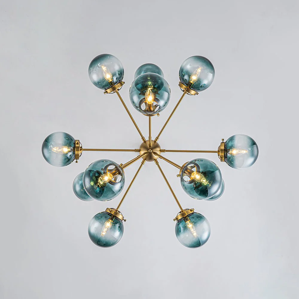 Glam 12-light Blue Glass Globe Sputnik Bubble Chandelier - Image 13