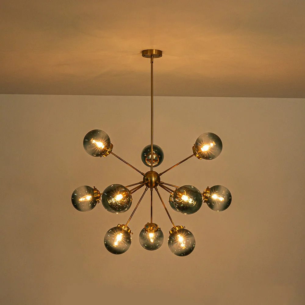 Glam 12-light Blue Glass Globe Sputnik Bubble Chandelier - Image 14