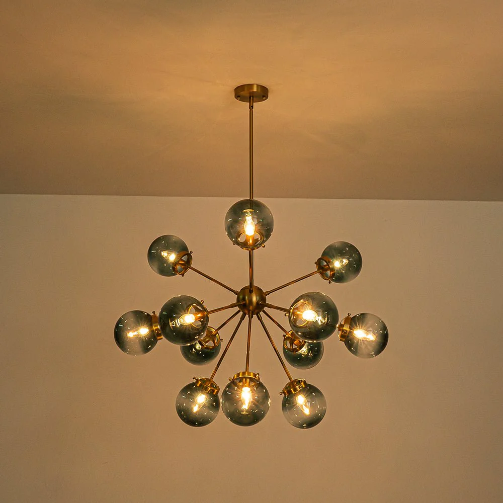 Glam 12-light Blue Glass Globe Sputnik Bubble Chandelier - Image 15