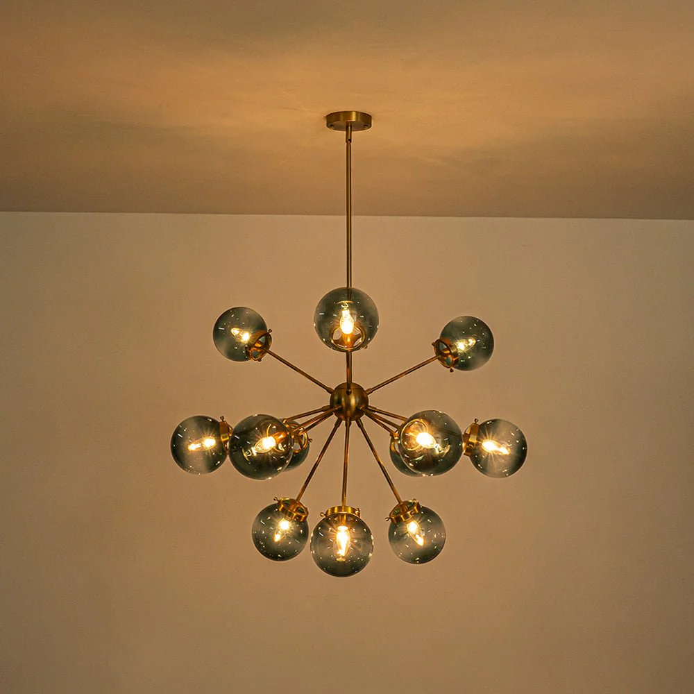 Glam 12-light Blue Glass Globe Sputnik Bubble Chandelier - Image 16