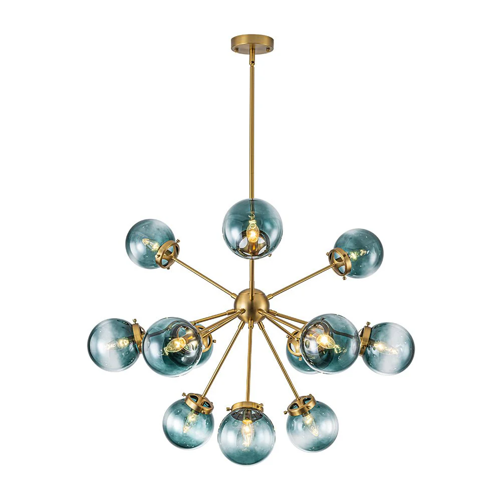 Glam 12-light Blue Glass Globe Sputnik Bubble Chandelier - Image 5