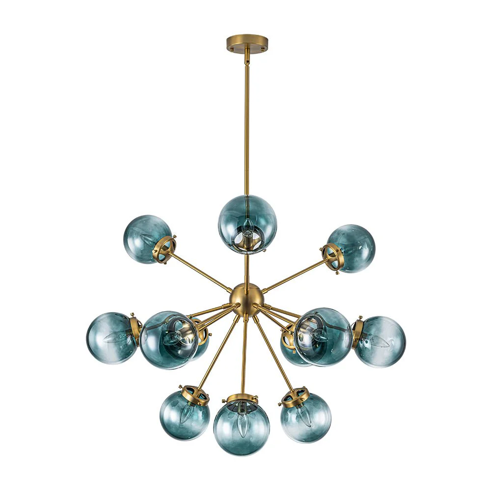 Glam 12-light Blue Glass Globe Sputnik Bubble Chandelier - Image 6