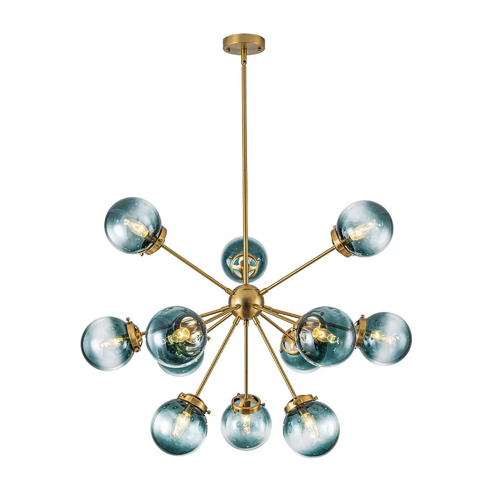 Glam 12-light Blue Glass Globe Sputnik Bubble Chandelier - Image 7