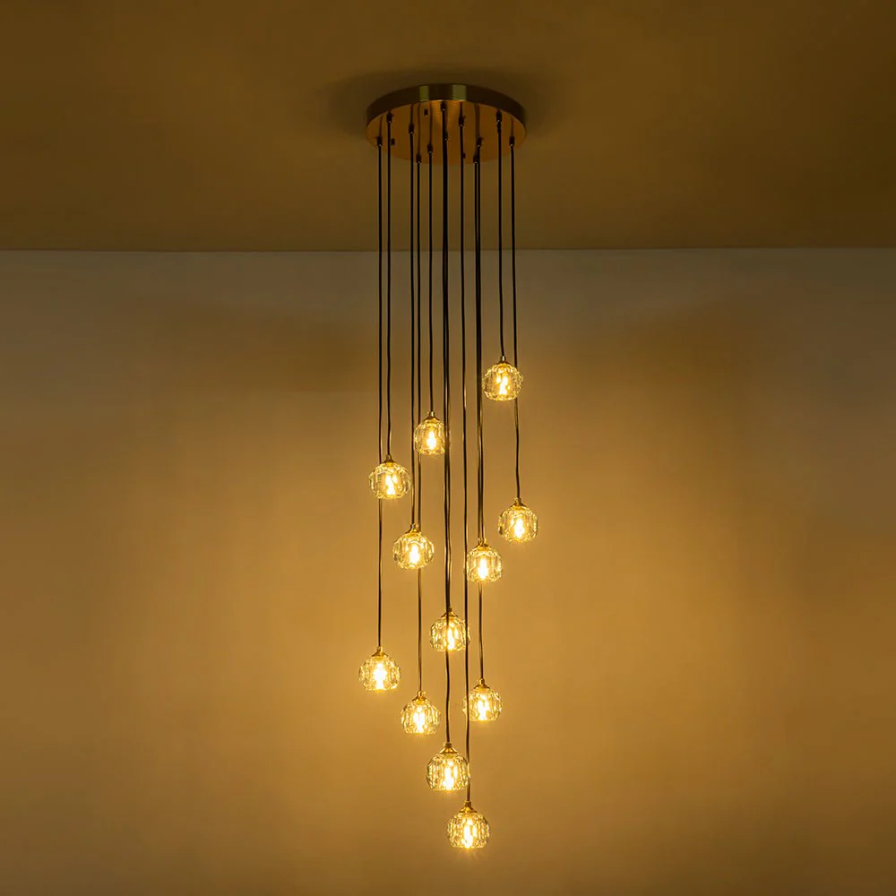 Glam 12-Light Cluster Cutting Crystal Pendant Chandelier - Image 4