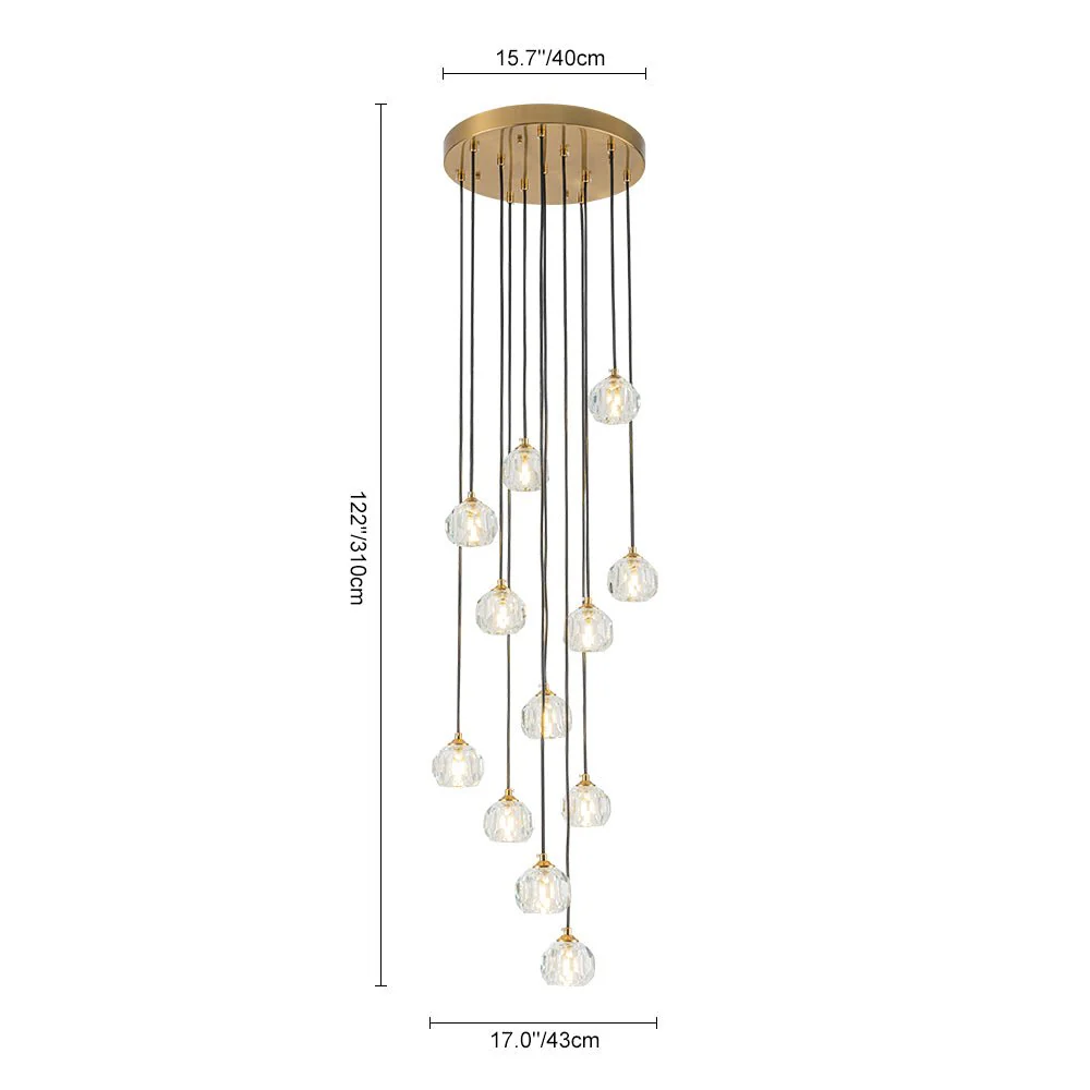 Glam 12-Light Cluster Cutting Crystal Pendant Chandelier - Image 7