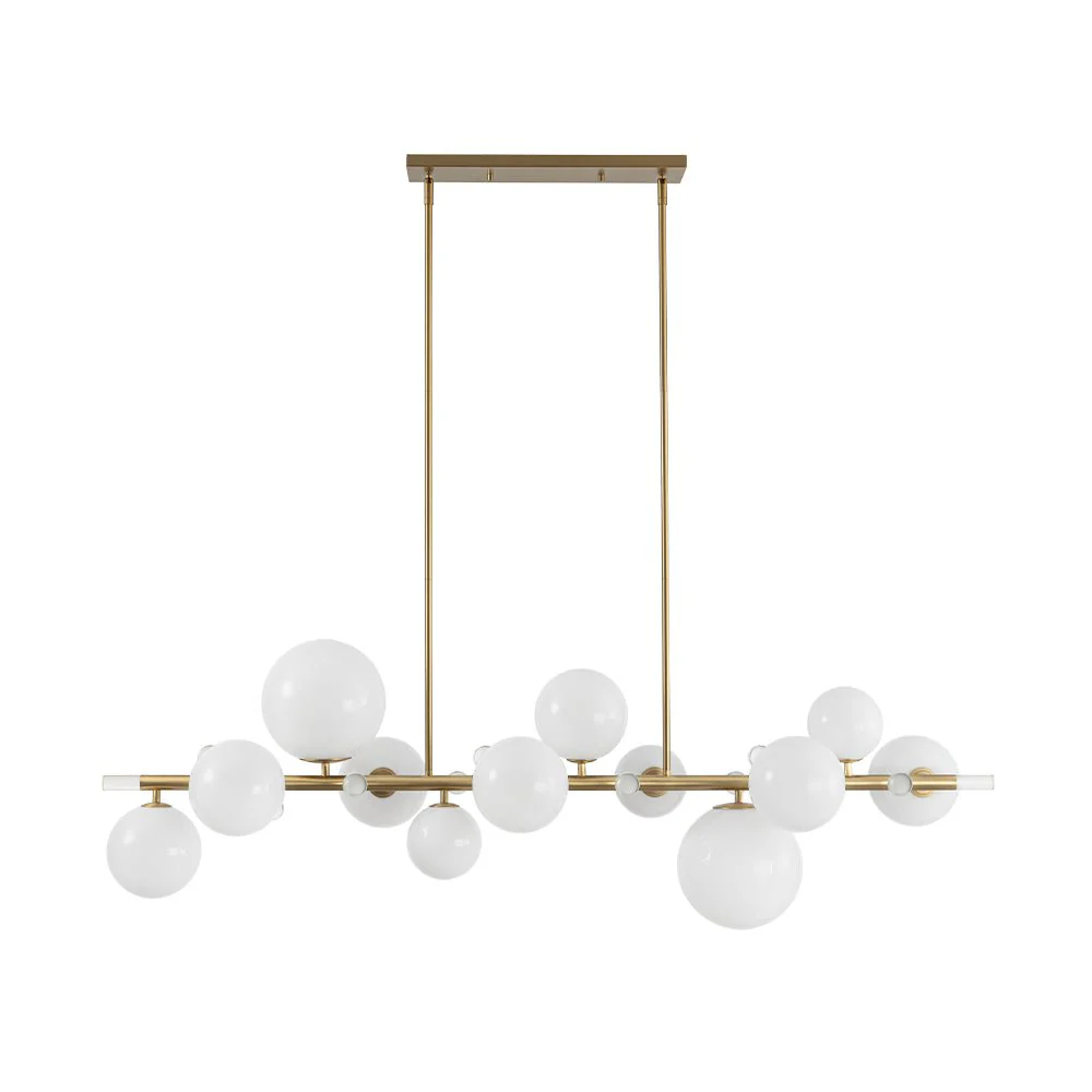 Glam 12-Light Shine Opal Glass Globe Linear Island Chandelier - Image 5