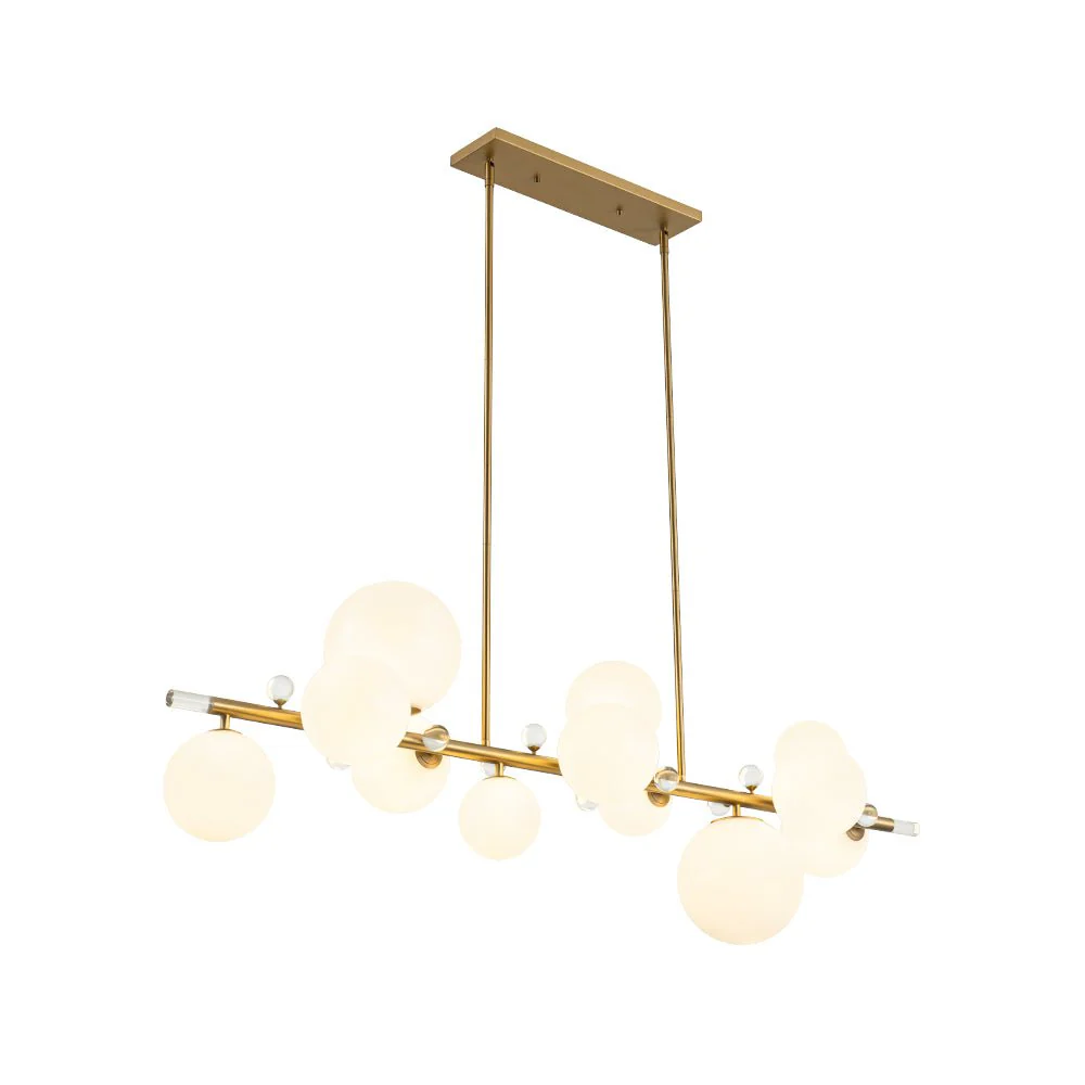 Glam 12-Light Shine Opal Glass Globe Linear Island Chandelier - Image 8