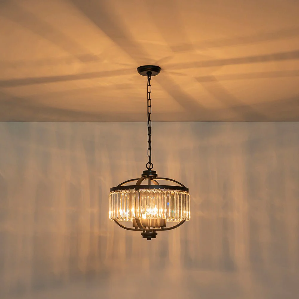 Glam 4-Light Faceted Crystal Round Cage Pendant - Image 10