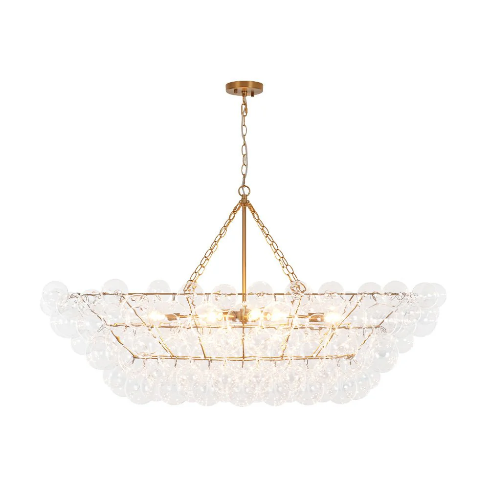 Glam 8-Light Tiered Clear Glass Bubble Island Chandelier - Image 3