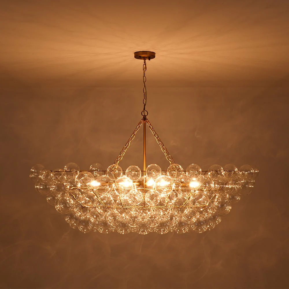 Glam 8-Light Tiered Clear Glass Bubble Island Chandelier - Image 6