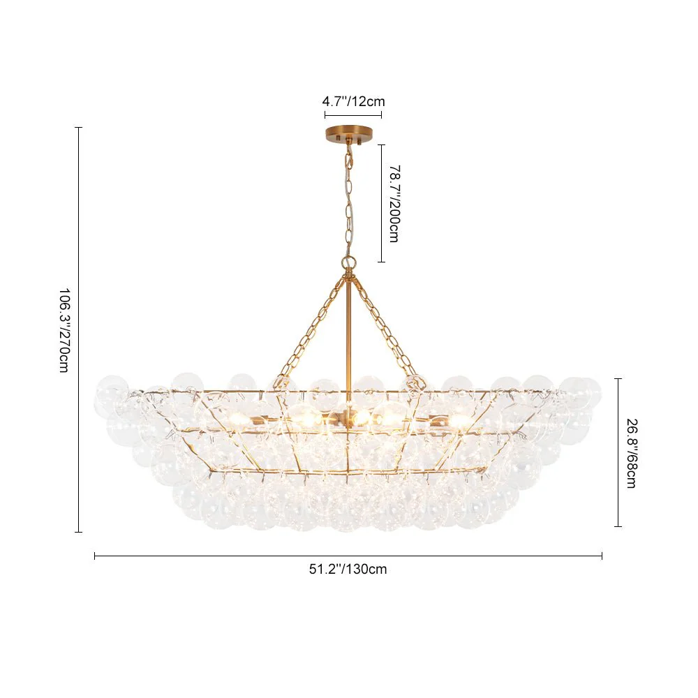 Glam 8-Light Tiered Clear Glass Bubble Island Chandelier - Image 8