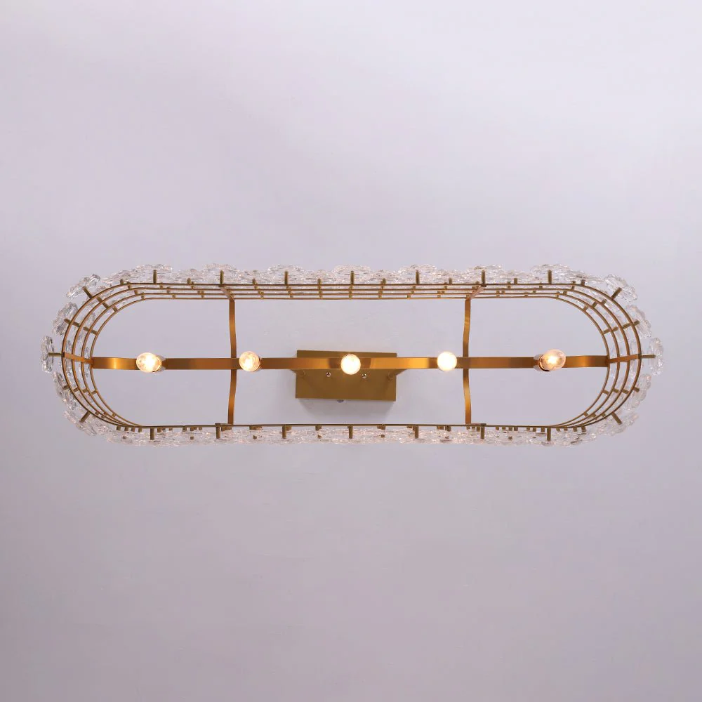 Bloom Art Deco Floral Glass Linear Cage Island Chandelier - Image 16