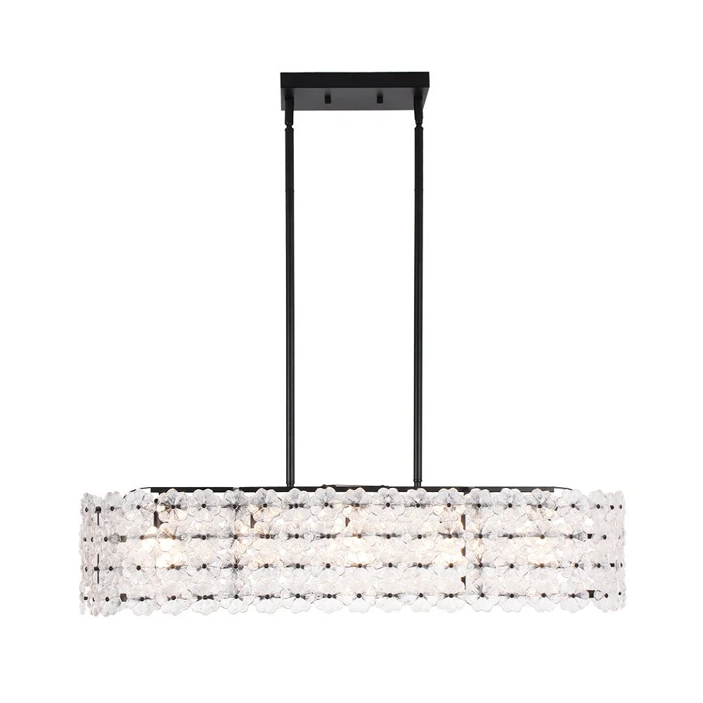 Bloom Art Deco Floral Glass Linear Cage Island Chandelier - Image 19