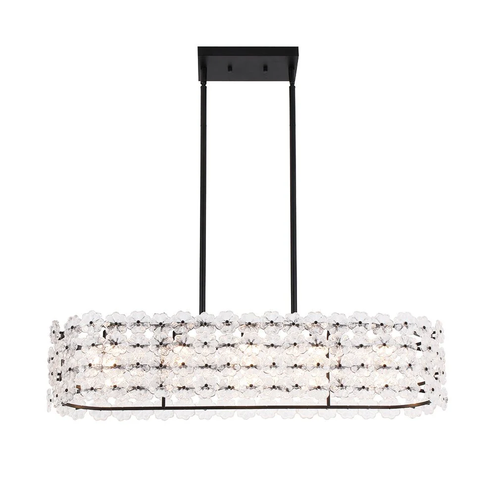 Bloom Art Deco Floral Glass Linear Cage Island Chandelier - Image 20
