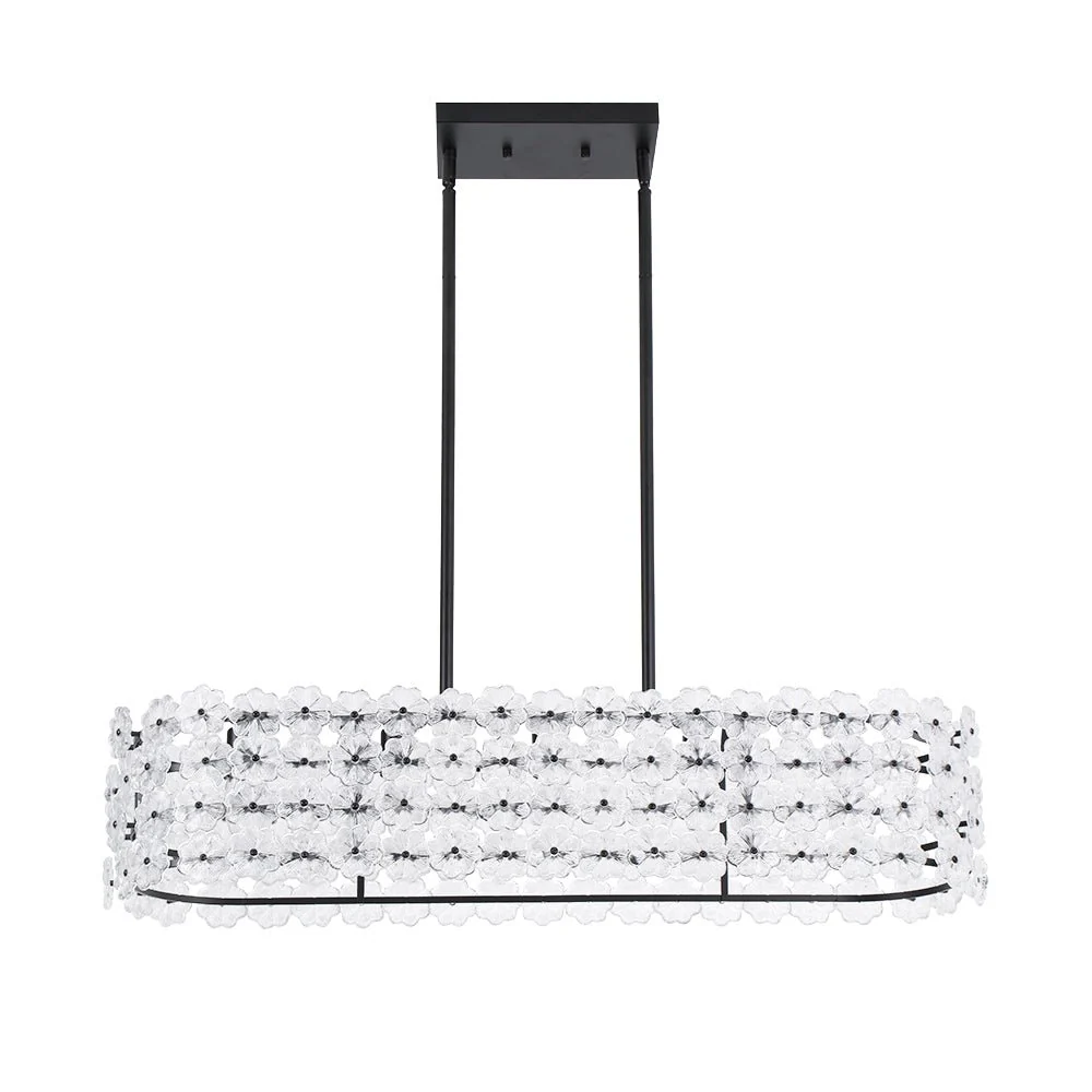 Bloom Art Deco Floral Glass Linear Cage Island Chandelier - Image 21
