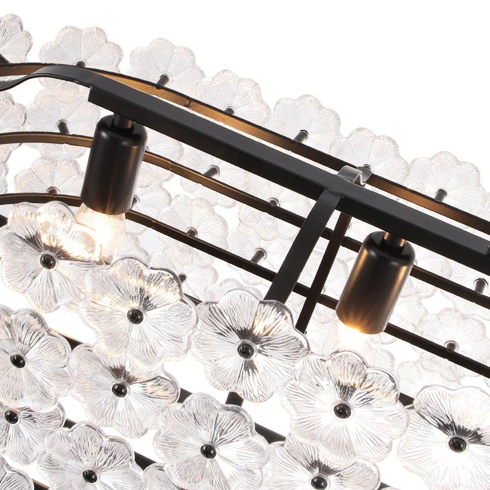 Bloom Art Deco Floral Glass Linear Cage Island Chandelier - Image 24