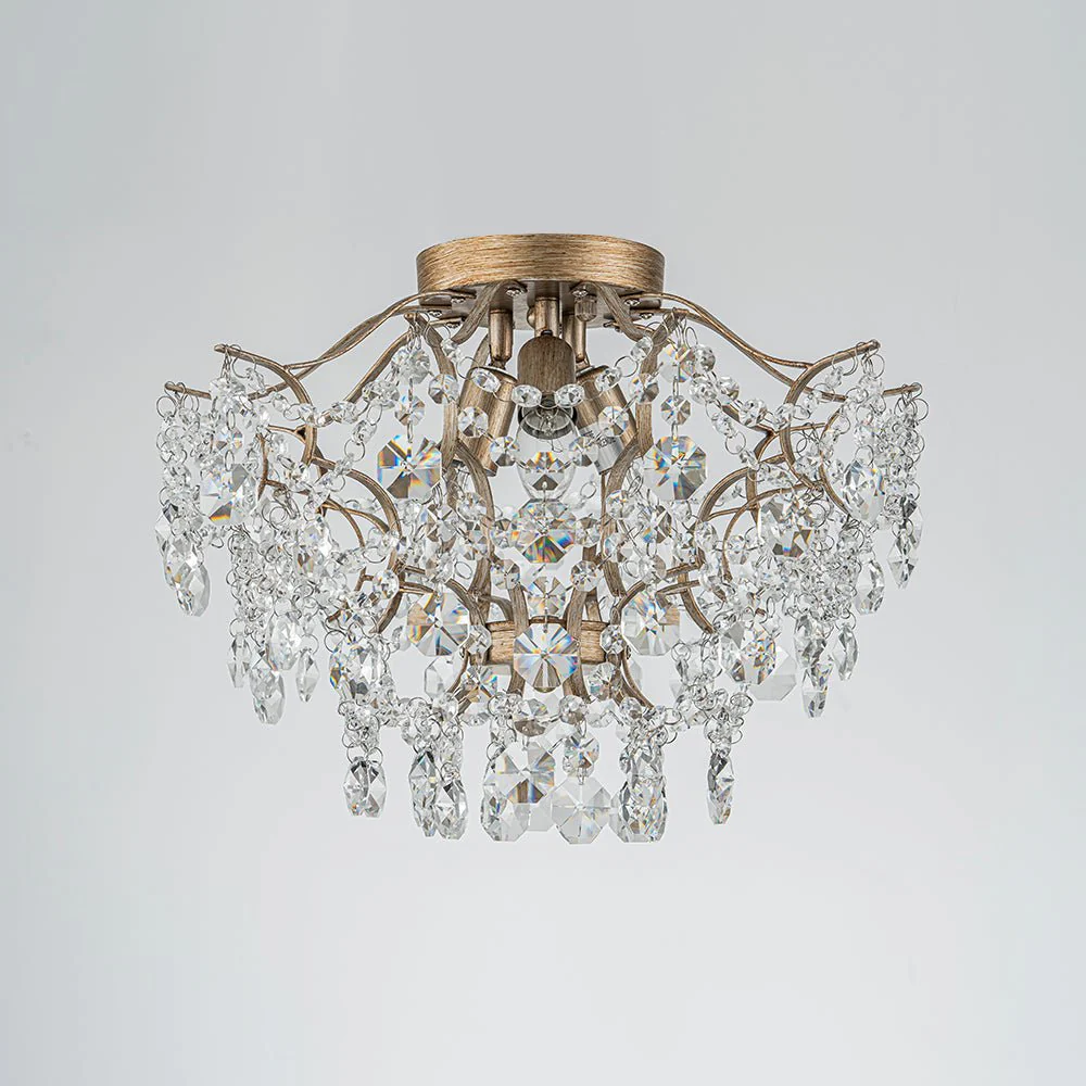 Glam Bloom Draped Crystal Accented Semi Flush Mount - Image 3