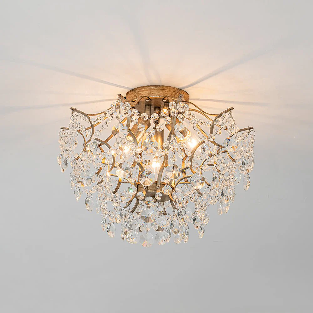 Glam Bloom Draped Crystal Accented Semi Flush Mount - Image 4