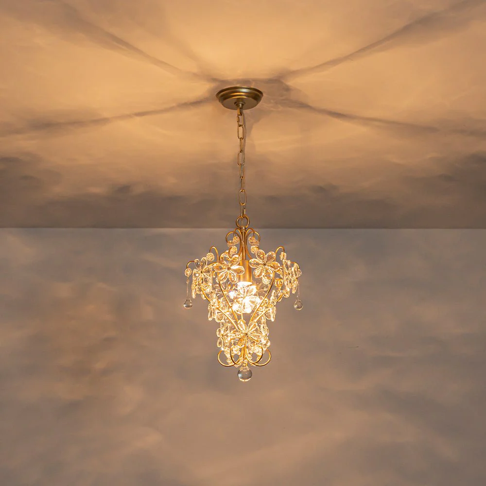 Glam Bloom Floral Crystal Accented Cage Pendant Light - Image 13