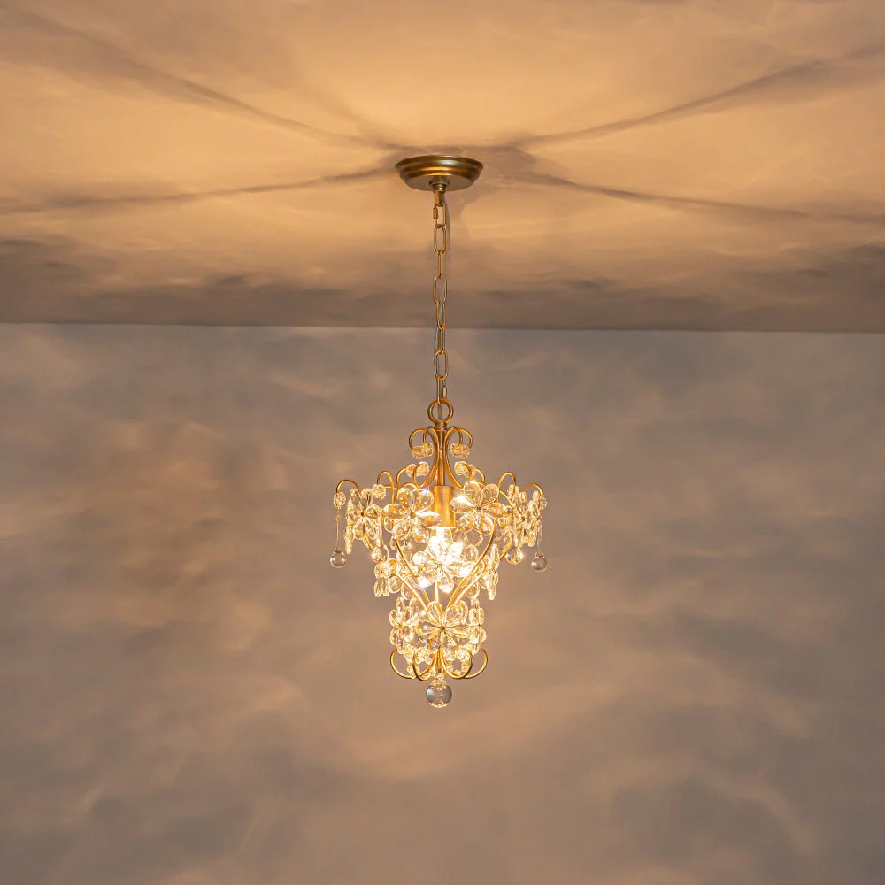 Glam Bloom Floral Crystal Accented Cage Pendant Light - Image 14