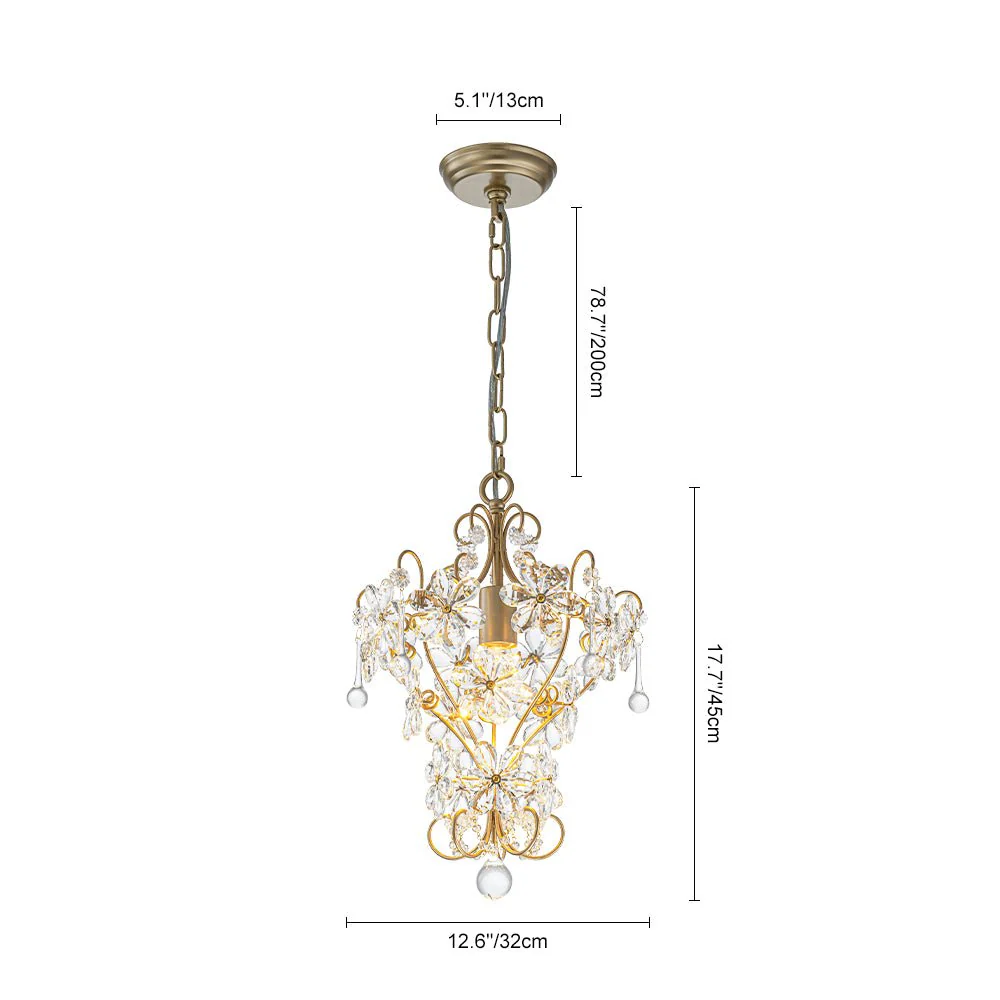 Glam Bloom Floral Crystal Accented Cage Pendant Light - Image 15