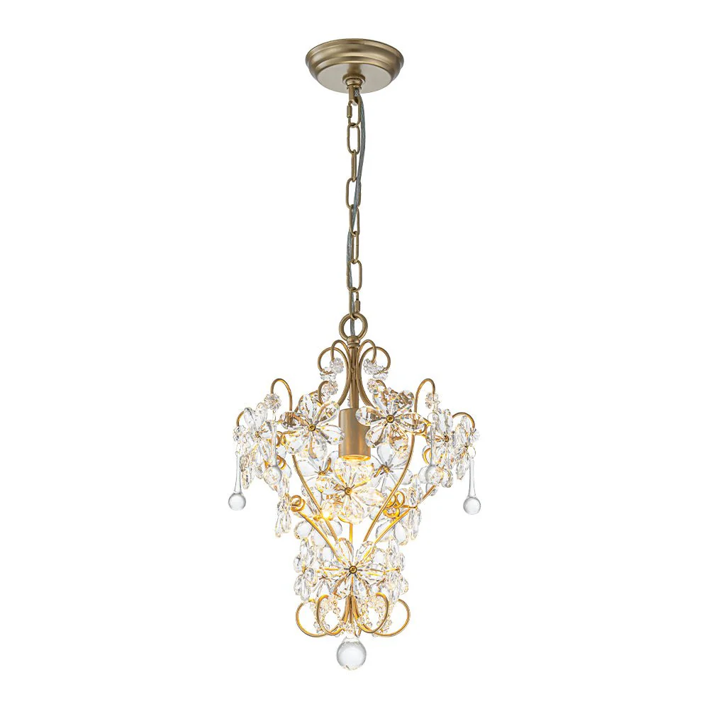 Glam Bloom Floral Crystal Accented Cage Pendant Light - Image 3