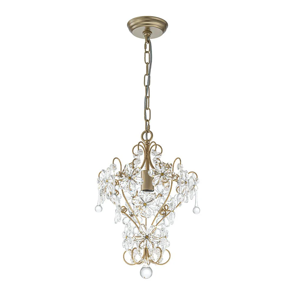Glam Bloom Floral Crystal Accented Cage Pendant Light - Image 4