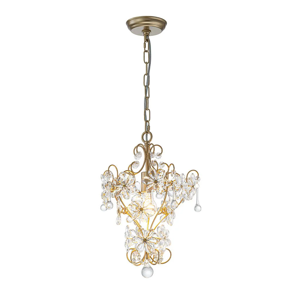 Glam Bloom Floral Crystal Accented Cage Pendant Light - Image 5